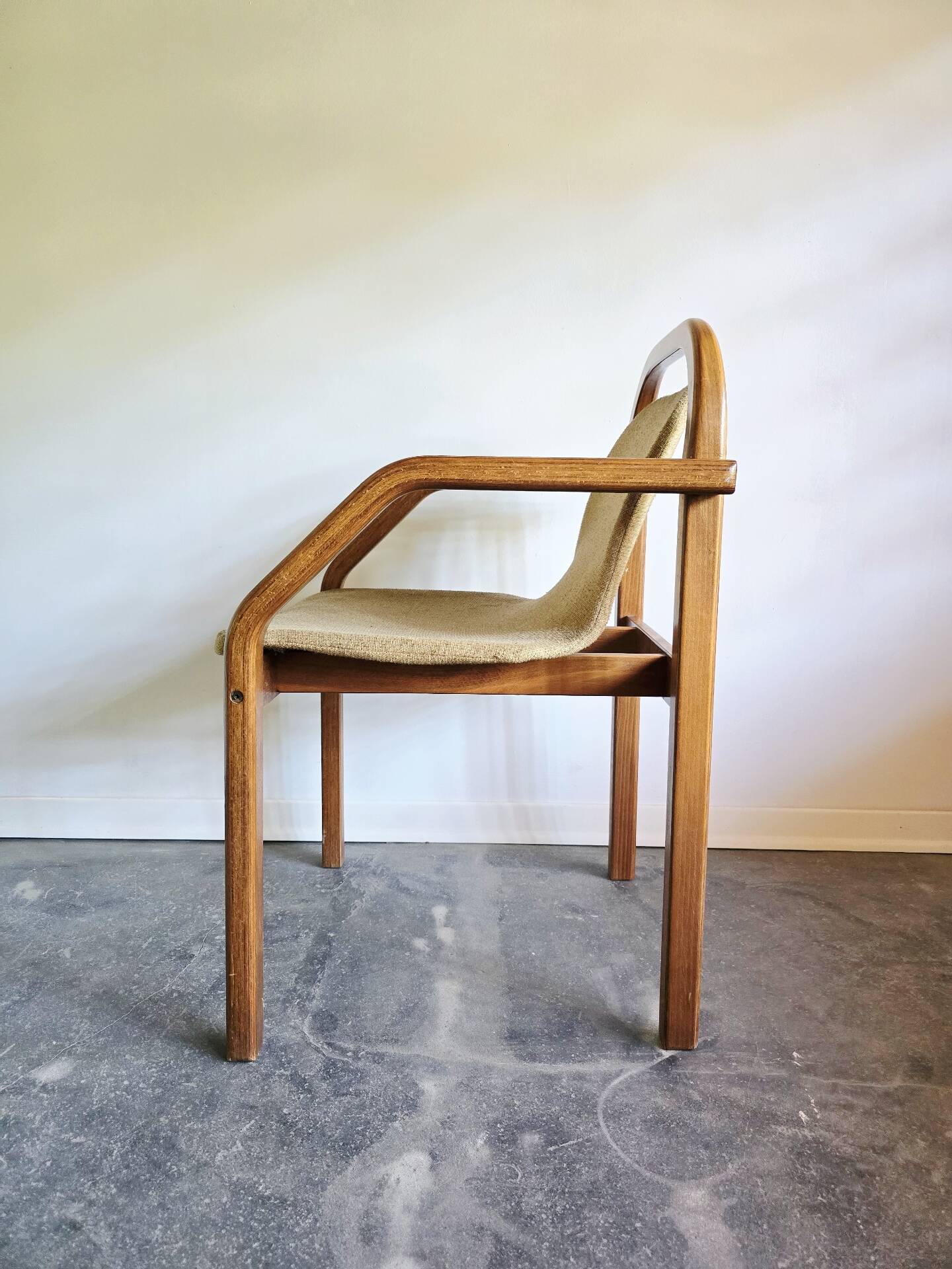 Bentwood armchair from the 1980s, upholstered, Scandinavian style, for dining room or office.