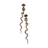 Pair of Neo-Egyptian Style Engraved Brass Wall Sconces Featuring Cobras