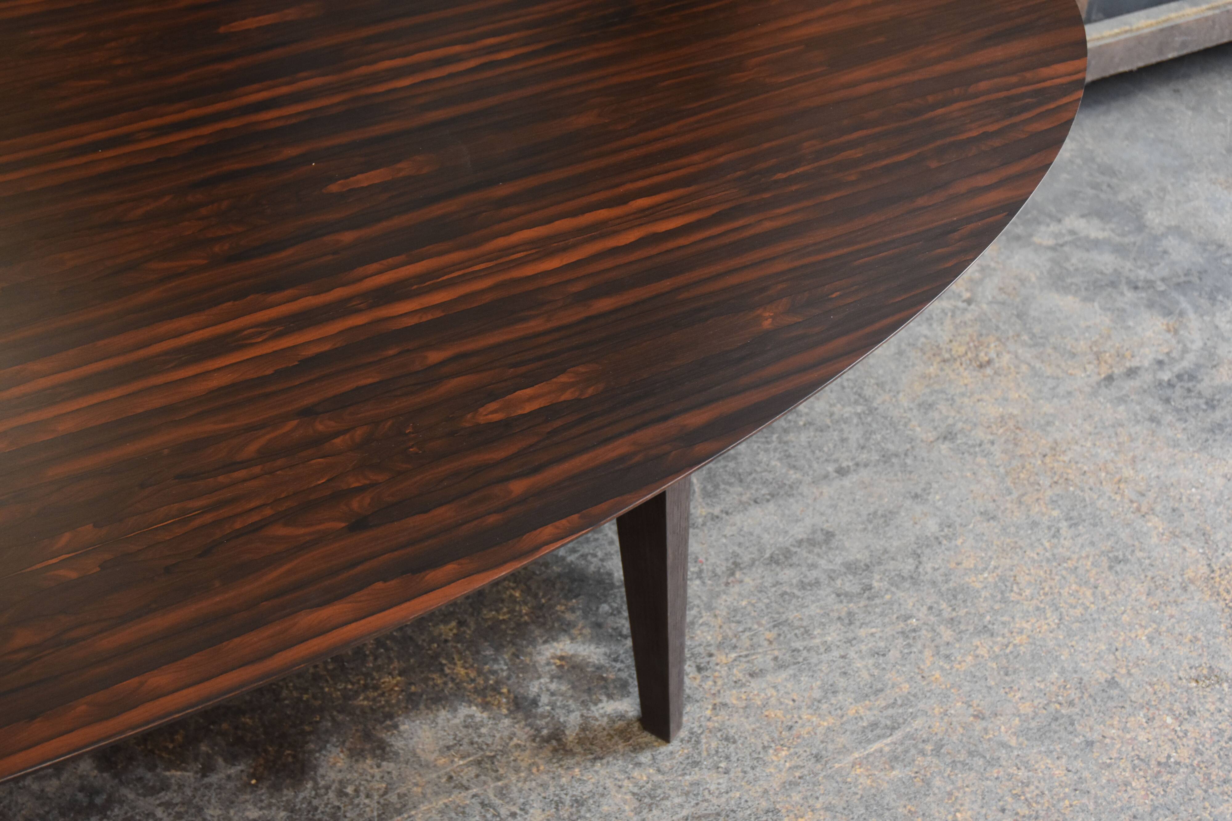 Oval table in ziricote and solid oak