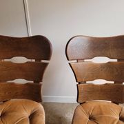 Set of 4 brutalist wooden chairs
