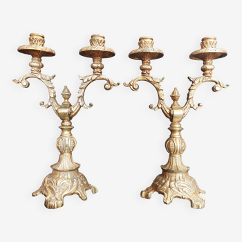 Paire de chandeliers en bronze XXème