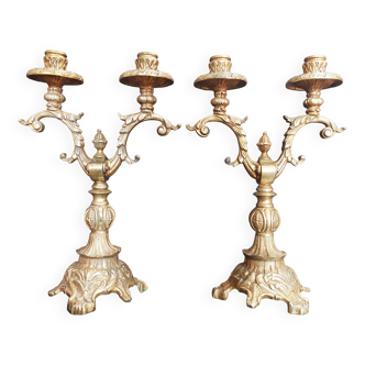 Pair of 20th century bronze candlesticks