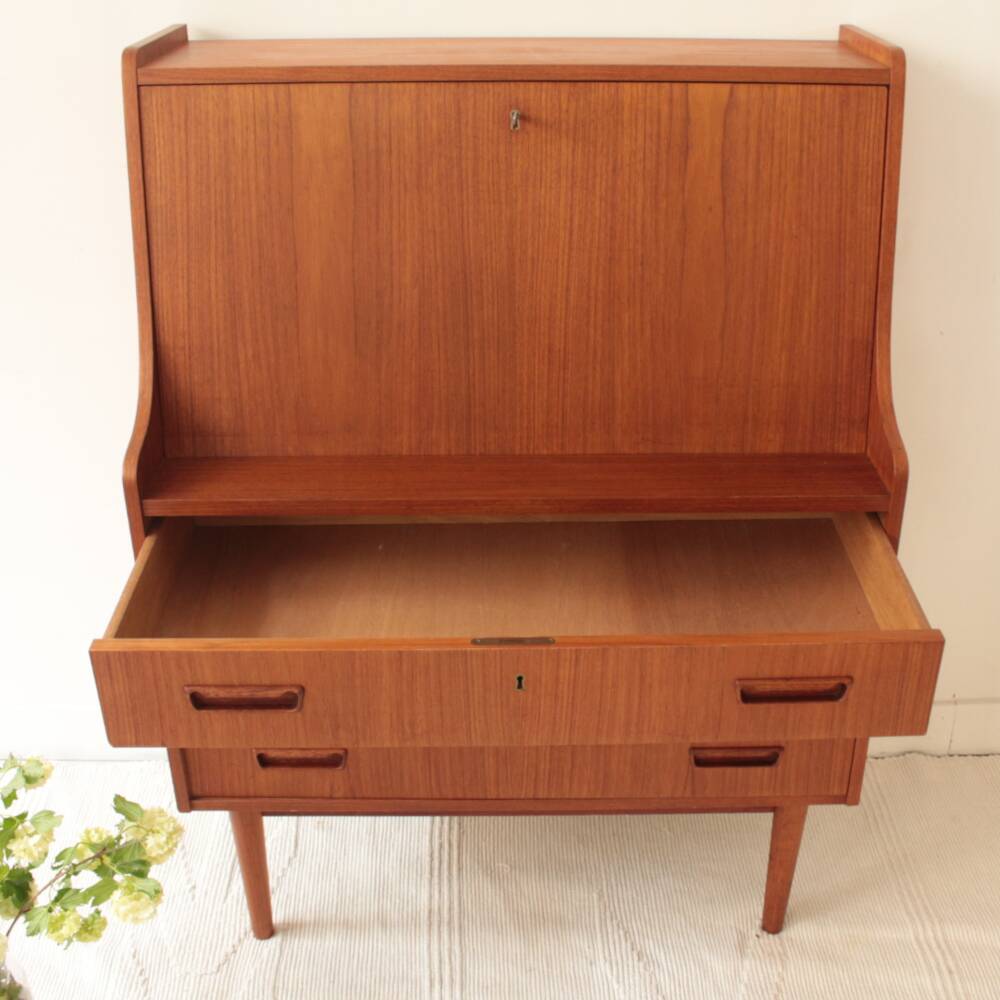 Vintage Danish teak secretary, Tibergaard by Gunnar Nielssen