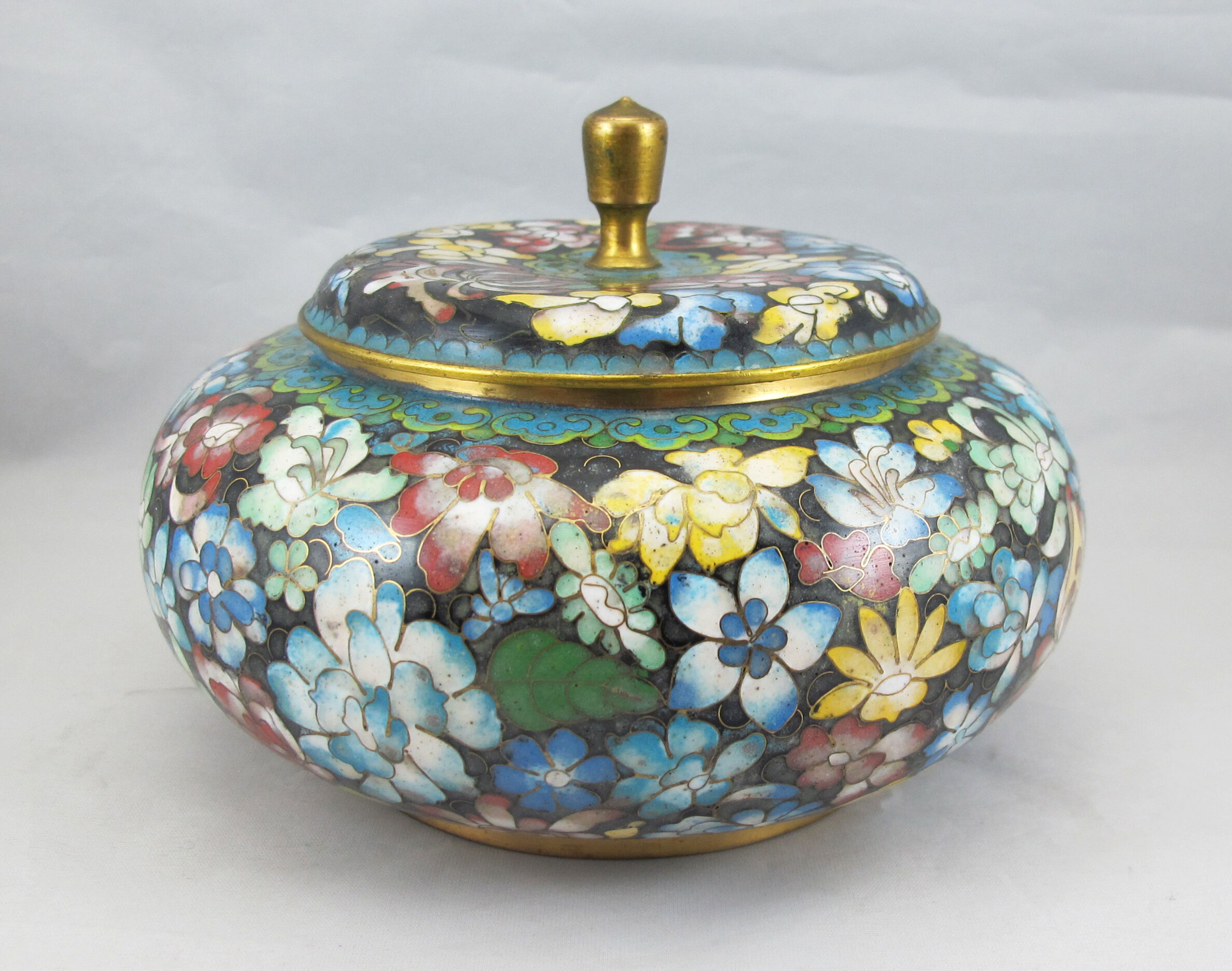 Pot couvercle en bronze émail cloisonne Chinois Chine