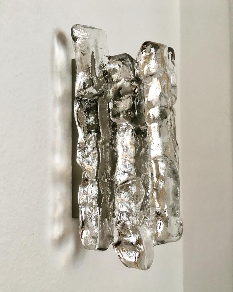 Modern ice glass wall lamp by J.T. Kalmar  for Franken KG