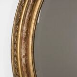 19th C antique French oval gold leaf mirror with crest