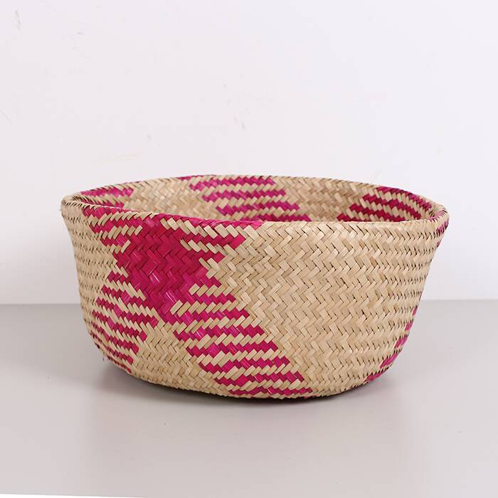 Pink Foldable Basket 35x30 cm (L),Boho-Style Foldable Basket