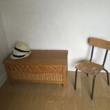 Vintage wood and rattan chest