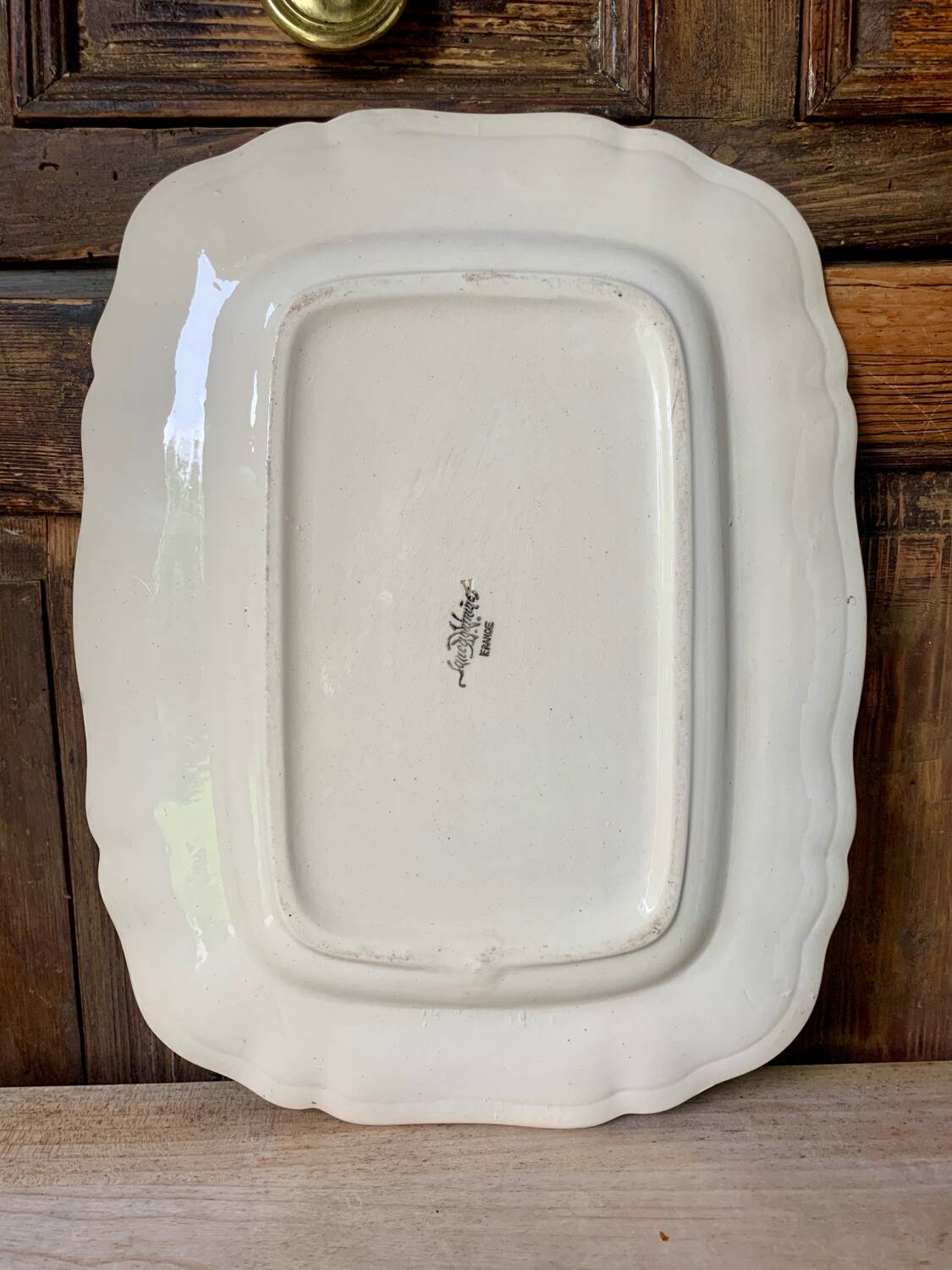 Large antique ivory serving dish from Sarreguemines