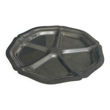 Round compartmentalised stainless steel tray – Vintage design serving tray
