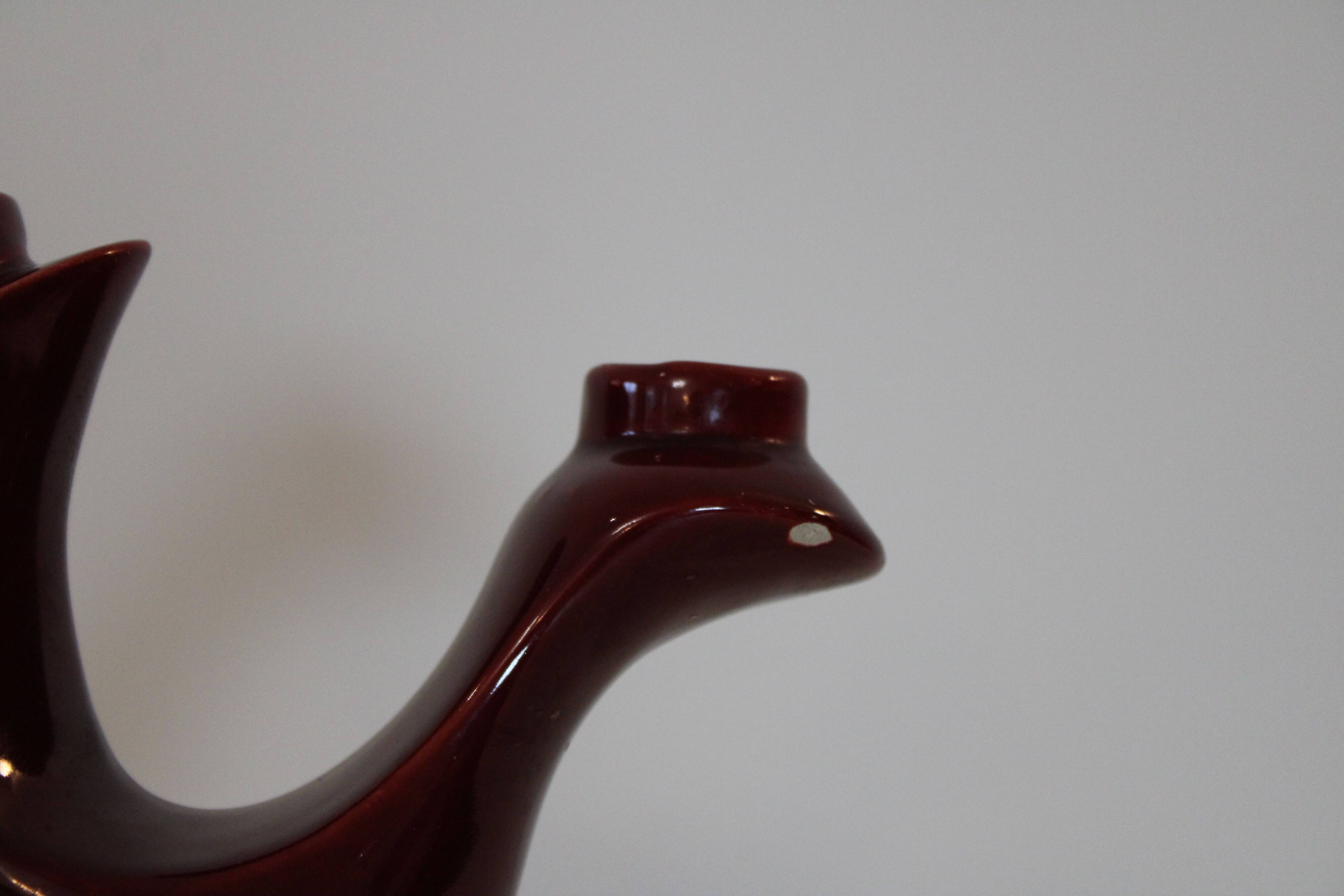 Red candle holder 1960 Saint-Clément vintage