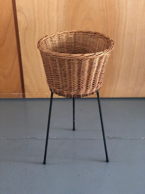 Wicker and wire plant holder
