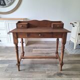 Antique solid wood desk with tiers – metal handles