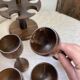 Wooden egg cups with stand