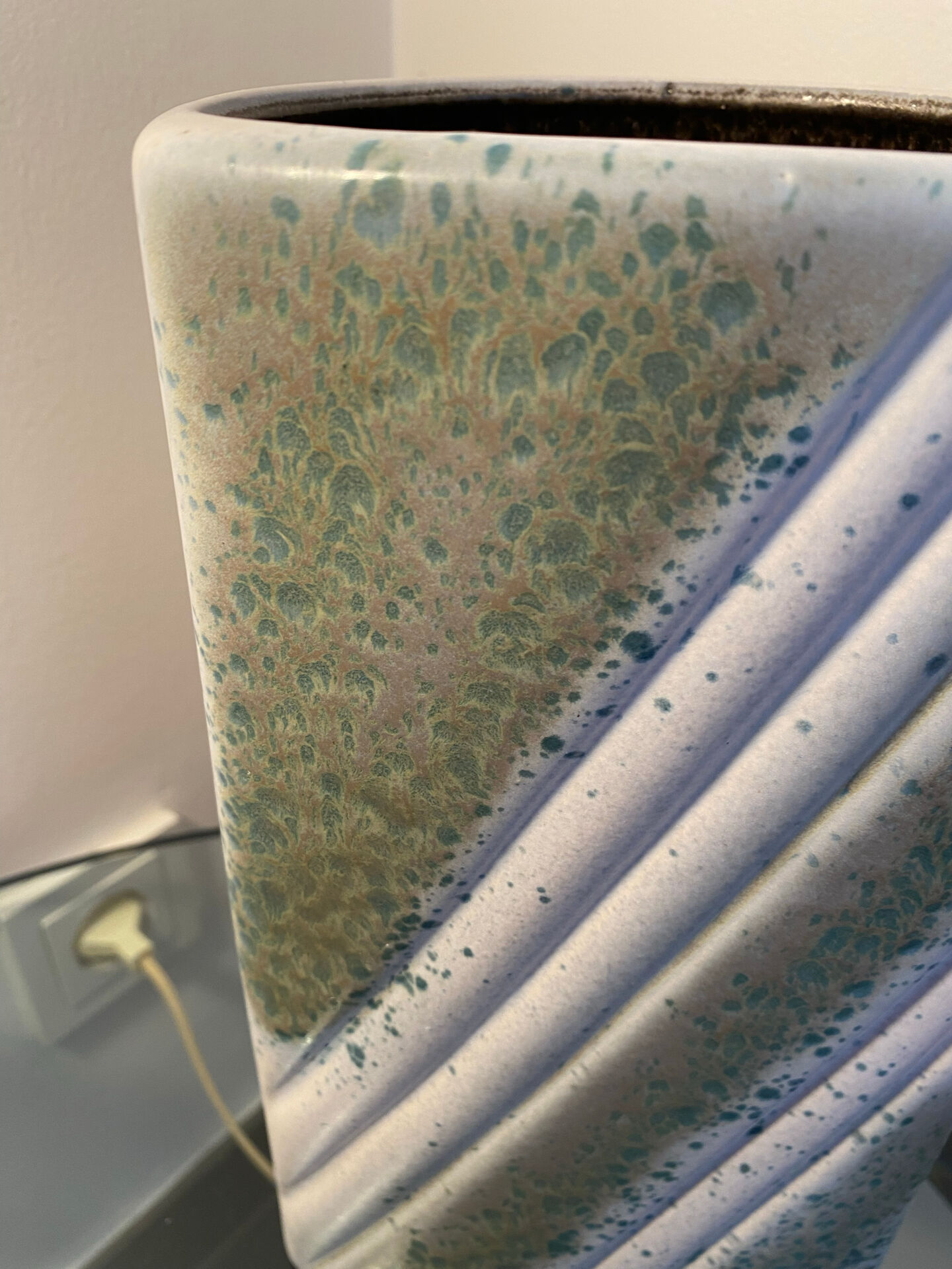 Large vintage vase numbered in pale green and white.