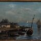 Oil on panel marine scene signed 20th century gilt leaf frame