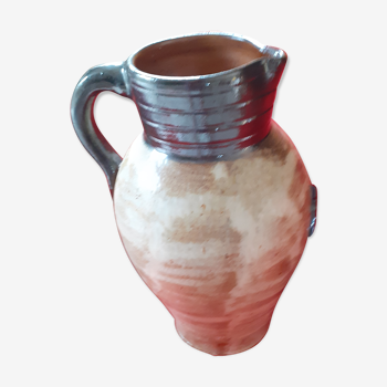 Large sandstone pitcher, Hermine décor Signed A.R.M.