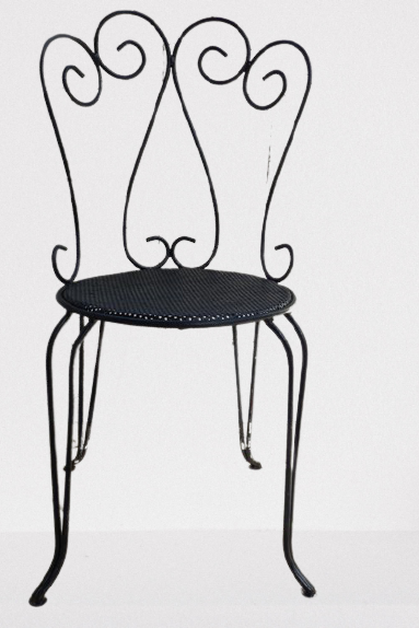 Pair of wrought iron garden chairs
