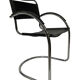 Set of 4 bauhaus cantilever chairs black leather and chrome design