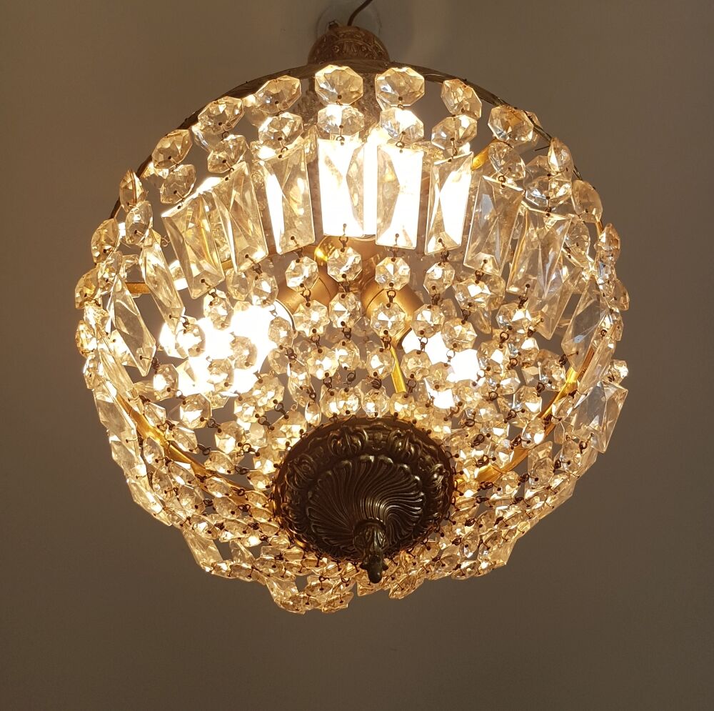 Hot air balloon chandelier with stamps