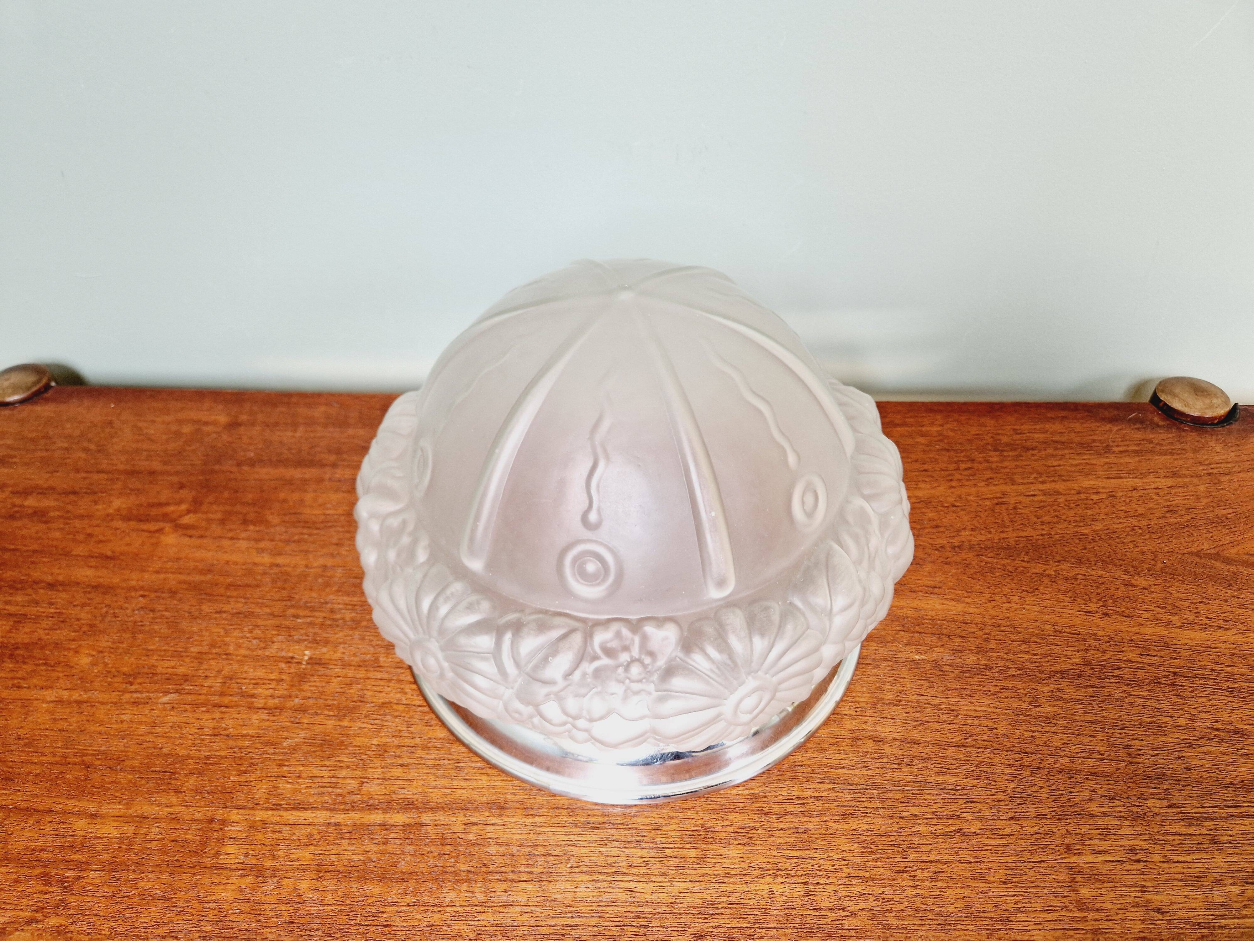 Art Deco ceiling lamp in satin glass, 1920s-30s