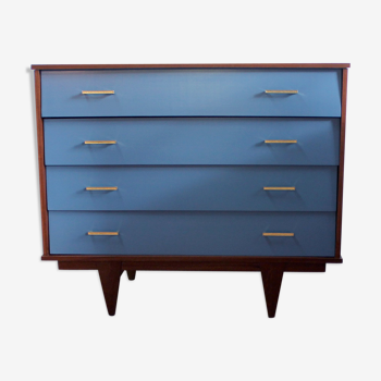 Commode coiffeuse vintage bleue