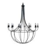 Vintage Large Iron Balloon Chandelier, 12 Bulbs