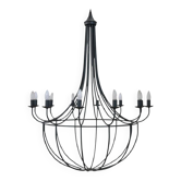 Chandelier en fer vintage large, 12 ampoules