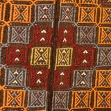 Deep Burgundy & Mustard Yellow Star Pattern Turkish Kilim Rug, 145x282 Cm