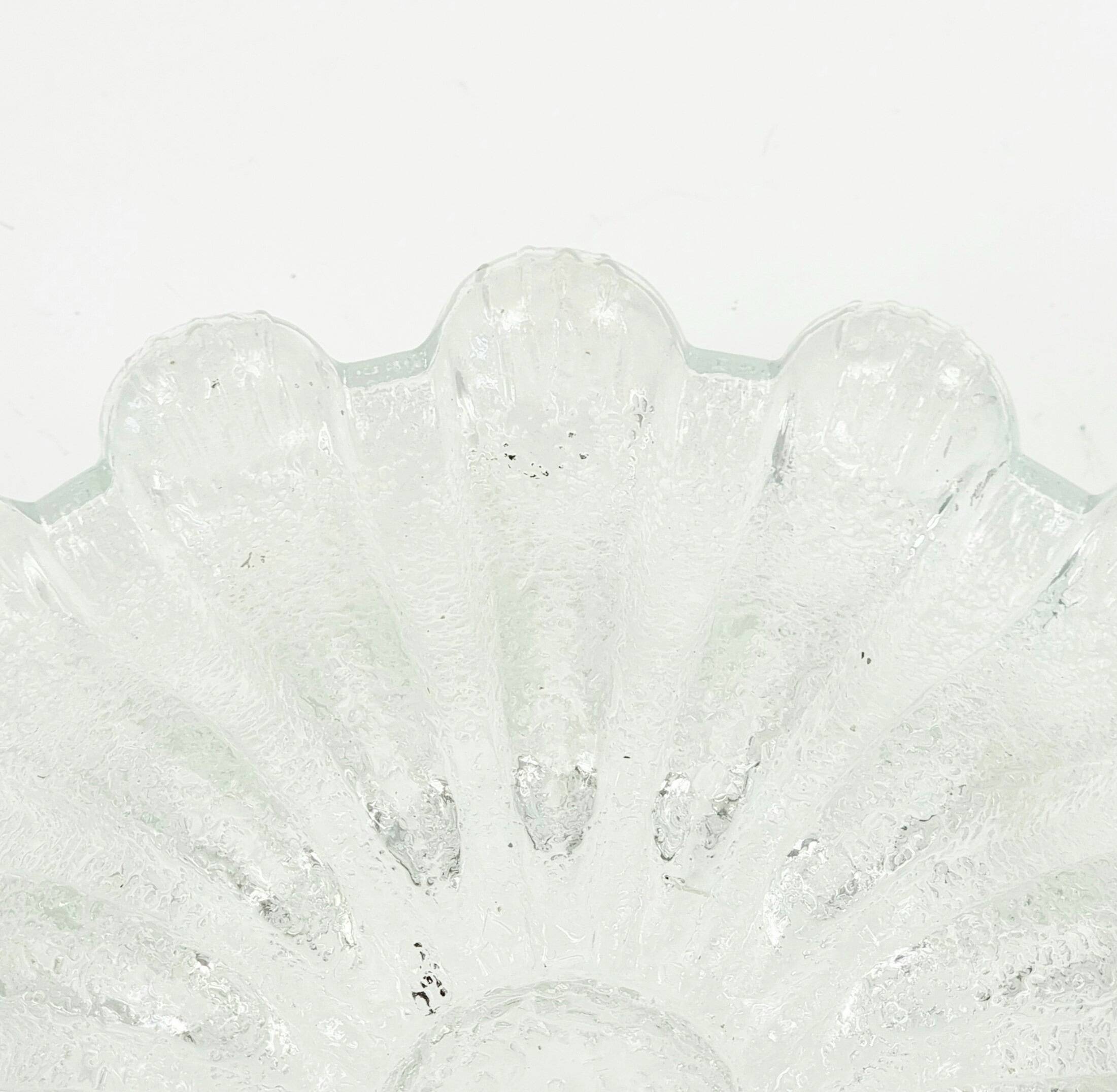 Large Mid Century Flower Shaped Glass Ceiling Light From Limburg, 1970s