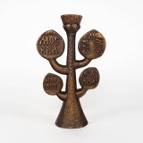 Vintage 1970s Brutalist Orthodox Christian Bronzed Tree-Shaped Candlestick