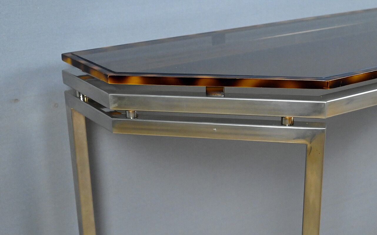 Smoked glass hexagonal console – 1970