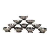 10 stainless steel dessert / ice cream bowls in Guy Degrenne style, flower shape.