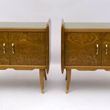 Pair of Art Deco Italian Bedside Tables White Ash Briar, 1920s