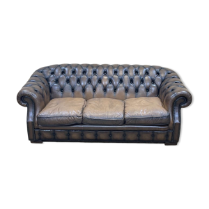 Canapé Chesterfield en cuir marron