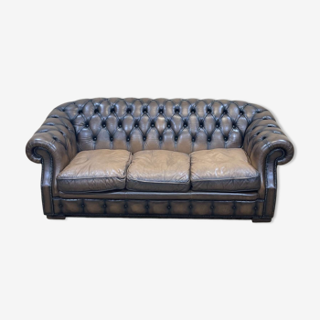 Chesterfield sofa in brown leather from the 1980s