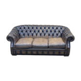 Canapé Chesterfield en cuir marron des années 1980