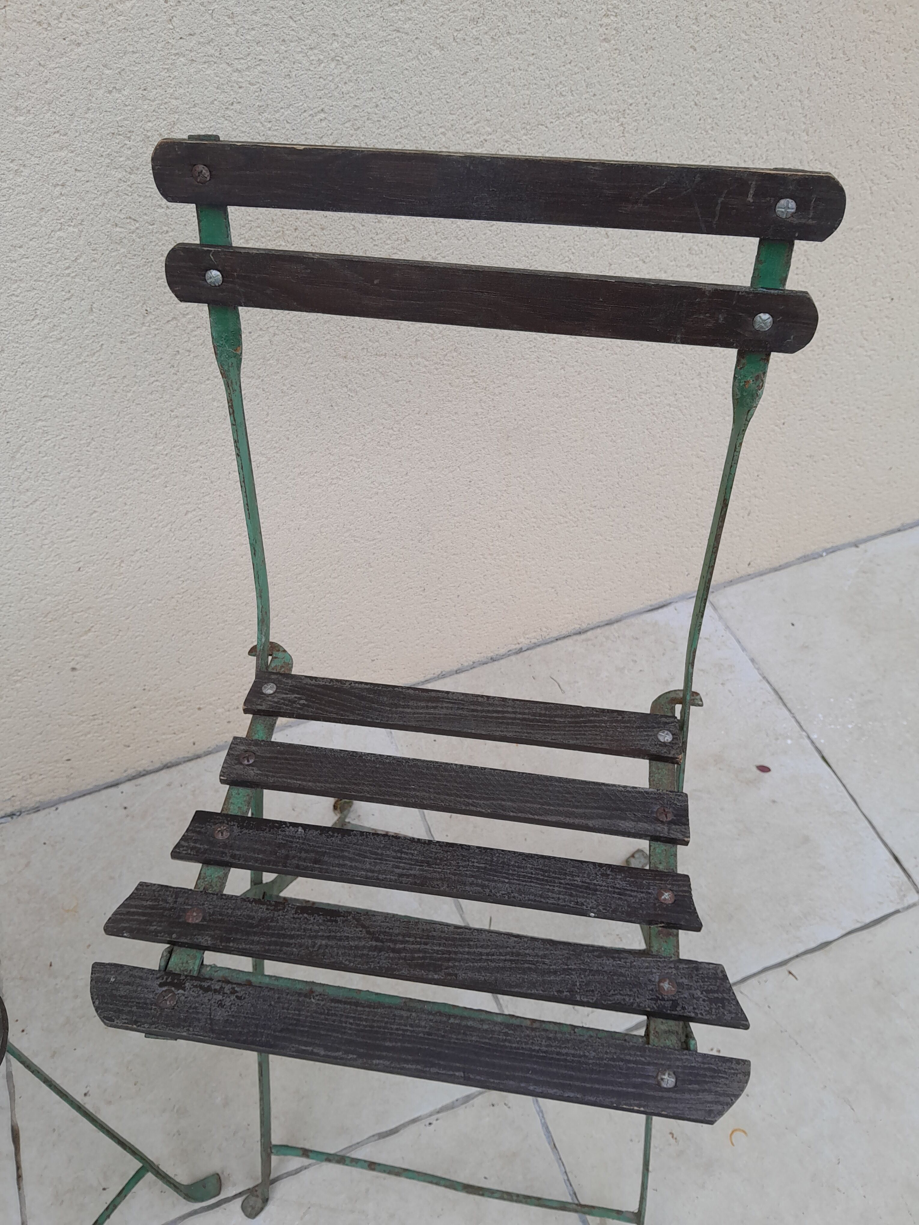 Paire de chaises de bistrot  jardin pliable ancienne
