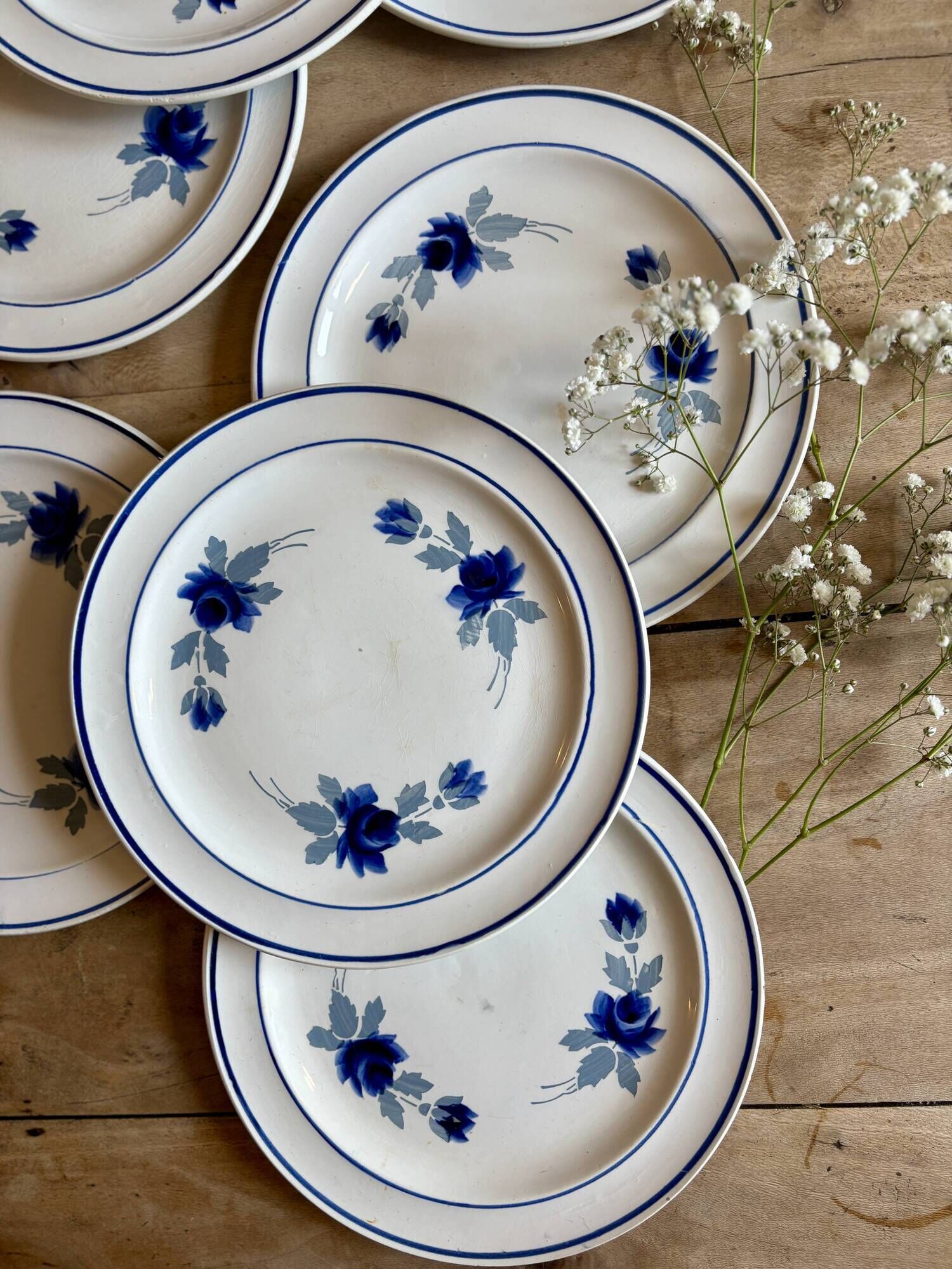 Set of 8 vintage dessert plates, Murcie model by Moulin des Loups