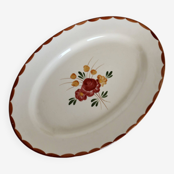 Vintage oval earthenware serving dish Longchamp model Agen