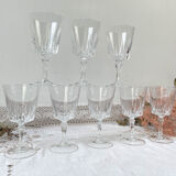 8 Crystal D'Arques red wine glasses model "VERSAILLES"