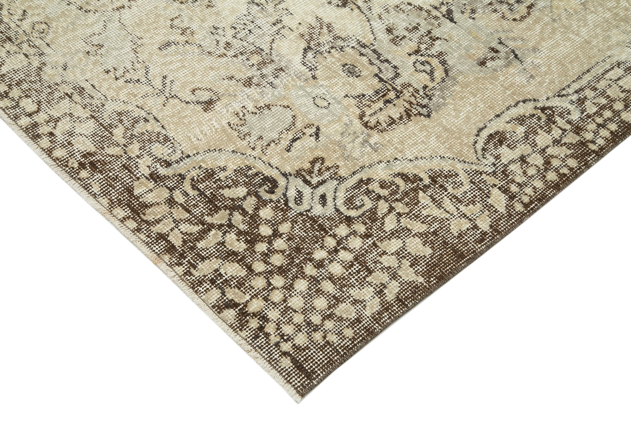 Anatolian handwoven antique 1980s beige rug 181 cm x 320 cm