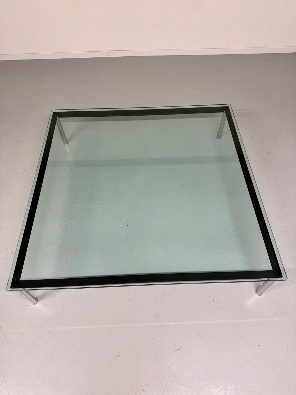 XXL coffee table LC10 design by Le Corbusier for Cassina, 1980s, glass.