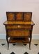 Marquetry stepped desk with La Fontaine's fables, 19th century.
