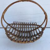 Panier deco paniette en rotin osier tressé et anse vintage