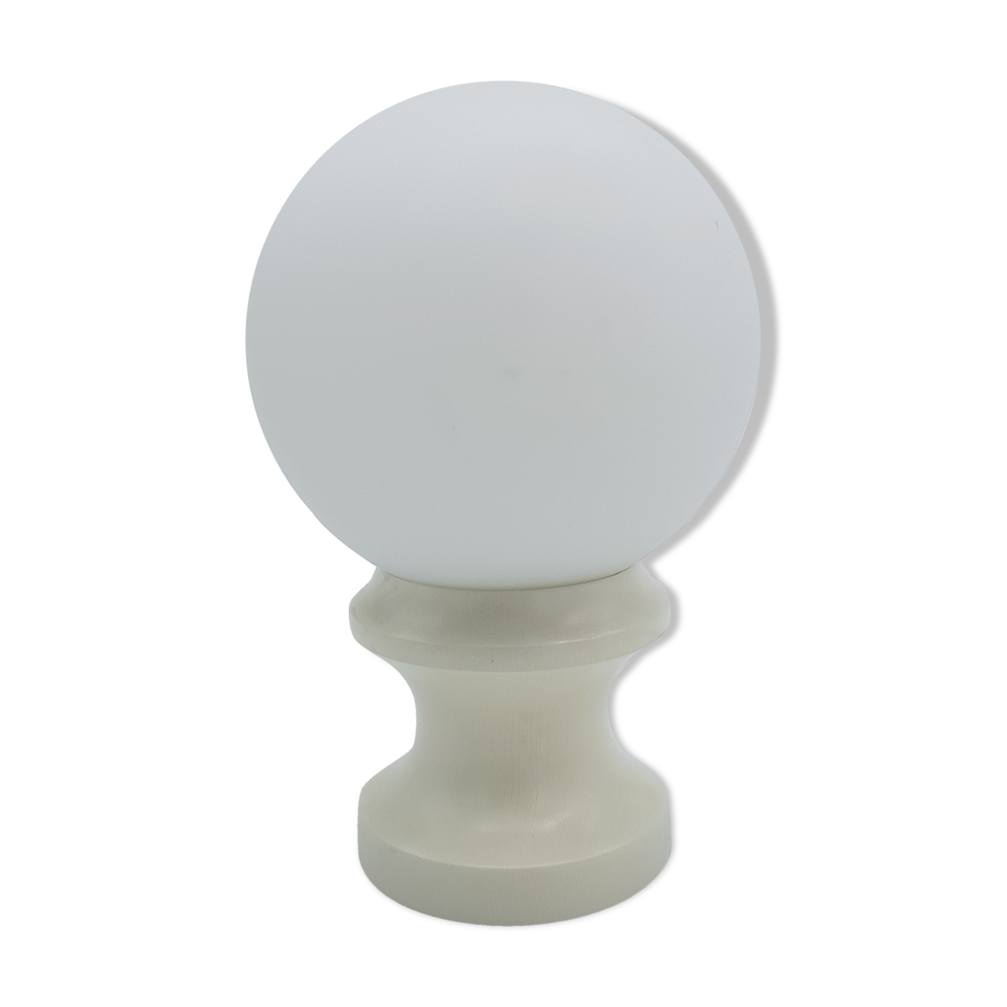 Bedside lamp or wooden ambience turned and opaline Hustadt Leuchten