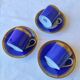 3 royal blue and gold cups and saucers - Royal Limoges porcelain