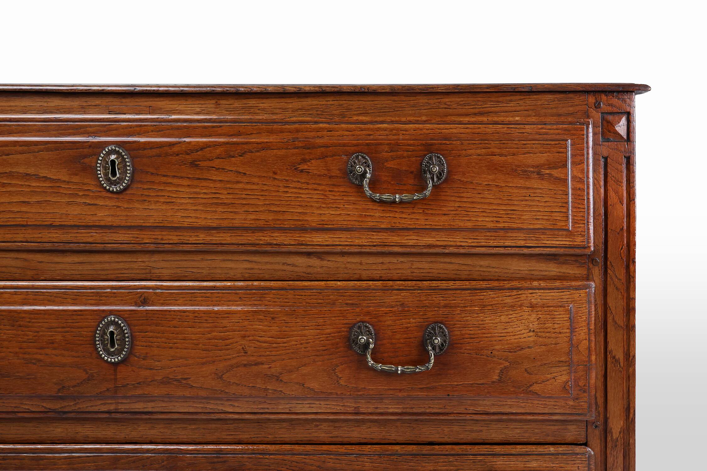French rustic chest of drawers in solid oak with 3 drawers, ca. 1850