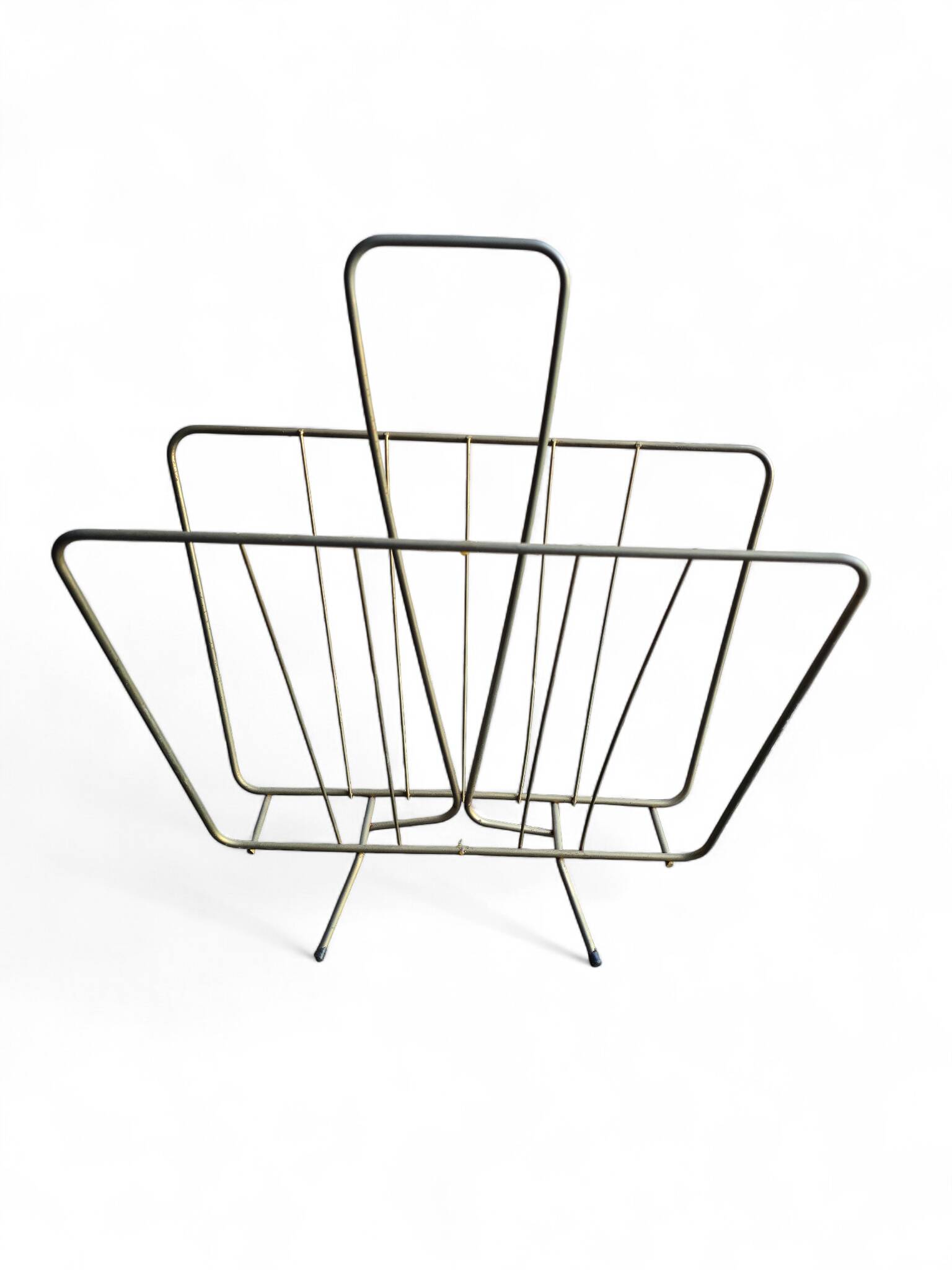 70s magazine rack in gold-tone metal