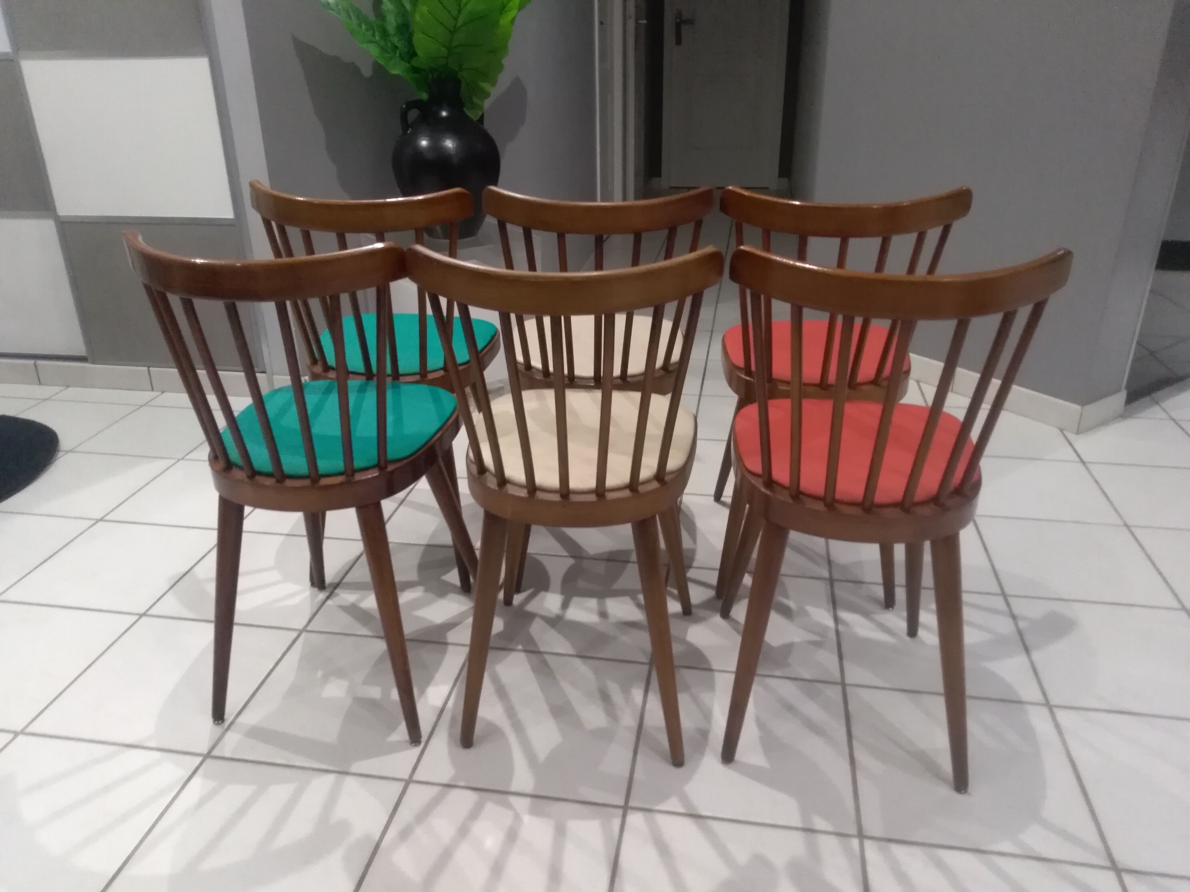 Suite of 6 chairs by bistrot baumann model 740v 1960s